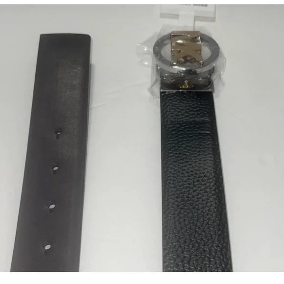 MICHAEL KORS MK Logo Twist Reversible Genuine LEATHER Black & Brown Belt.NWT